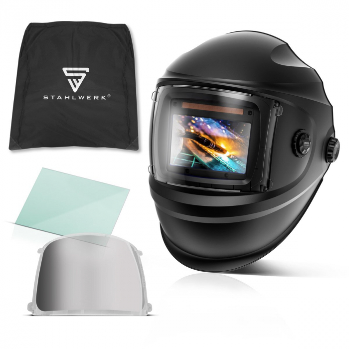 Masca de sudura automata BULLET Casca de sudura 3-in-1 | scut de sudura | mască de sudură cu reproducere a culorilor adevărate, întunecare automată DIN 4 la DIN 13 și clasa optică 1/1/1/2 [4]