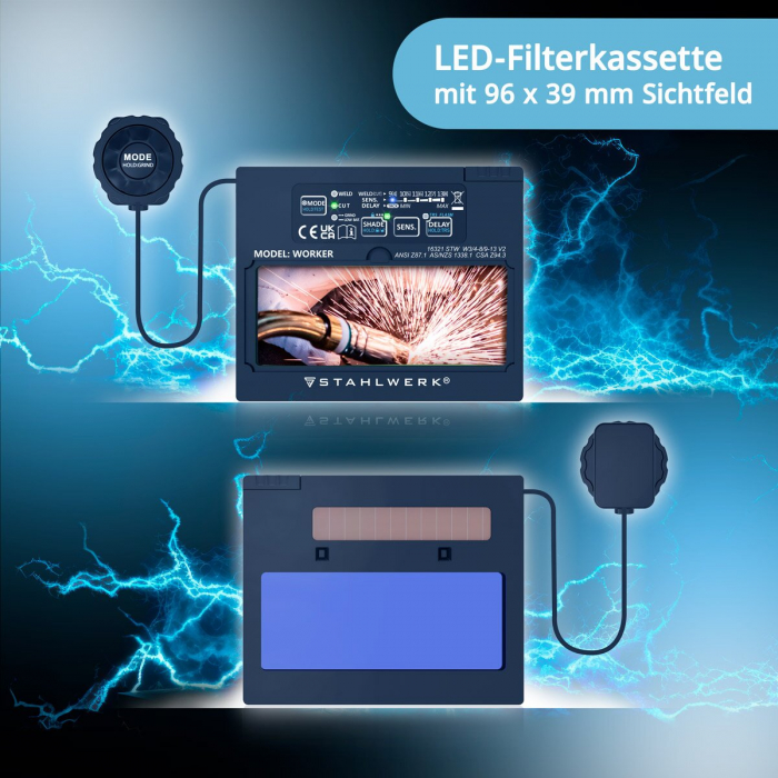Masca de sudura automata WORKER Casca de sudura 3-in-1 | scut de sudura | mască de sudură cu reproducere a culorilor adevărate, întunecare automată DIN 4 la DIN 13 și clasa optică 1/1/1/2 [3]