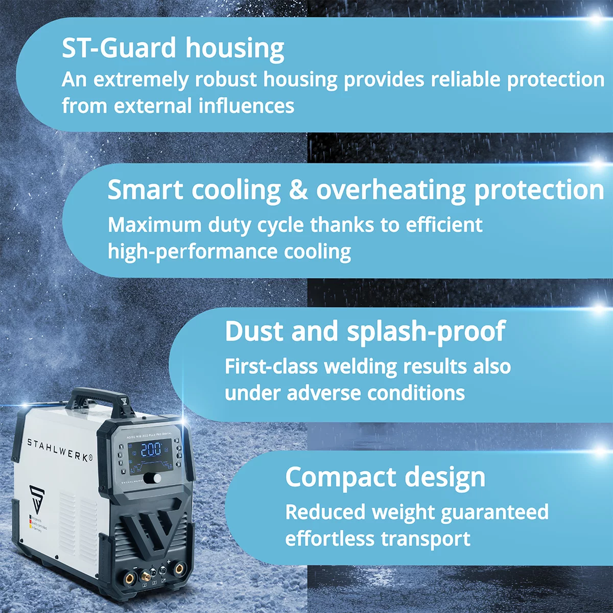 Pachet profesional complet pentru sudura aluminiului AC/DC 200 Puls Pro Digital Stahlwerk [7]