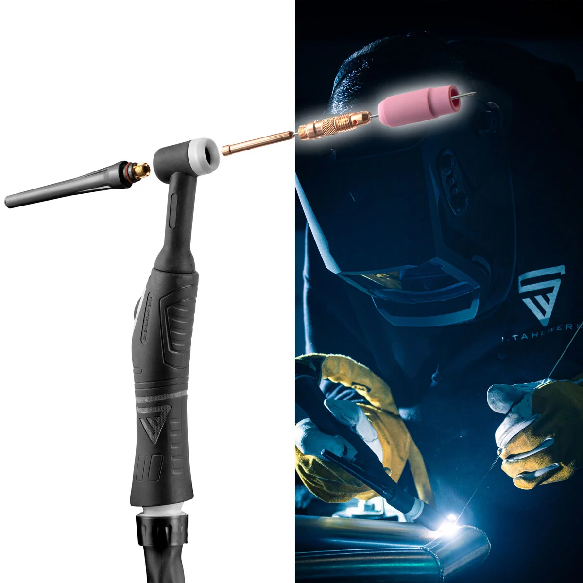 Pistolet de sudură TIG STAHLWERK WP26F/ 3 m, conector Euro și cap flexibil pentru aparate de sudură MIG MAG cu functia LIFT TIG [4]