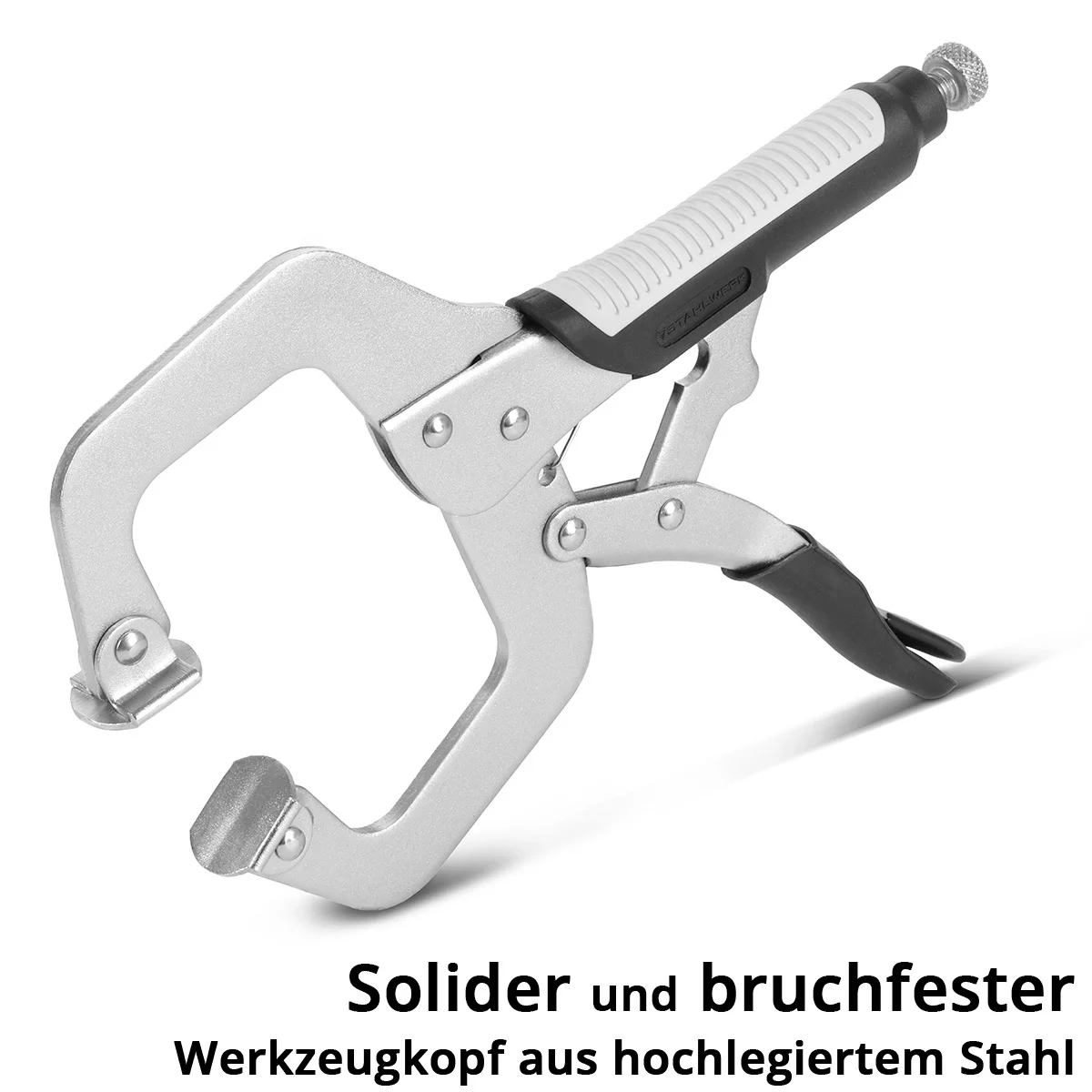 Set clești STAHLWERK Grip, 4 piese | formă C, 6 până la 14 inch | cleme cu prindere rapidă | clește de sudură din oțel înalt aliat, inclusiv geantă de transport [8]