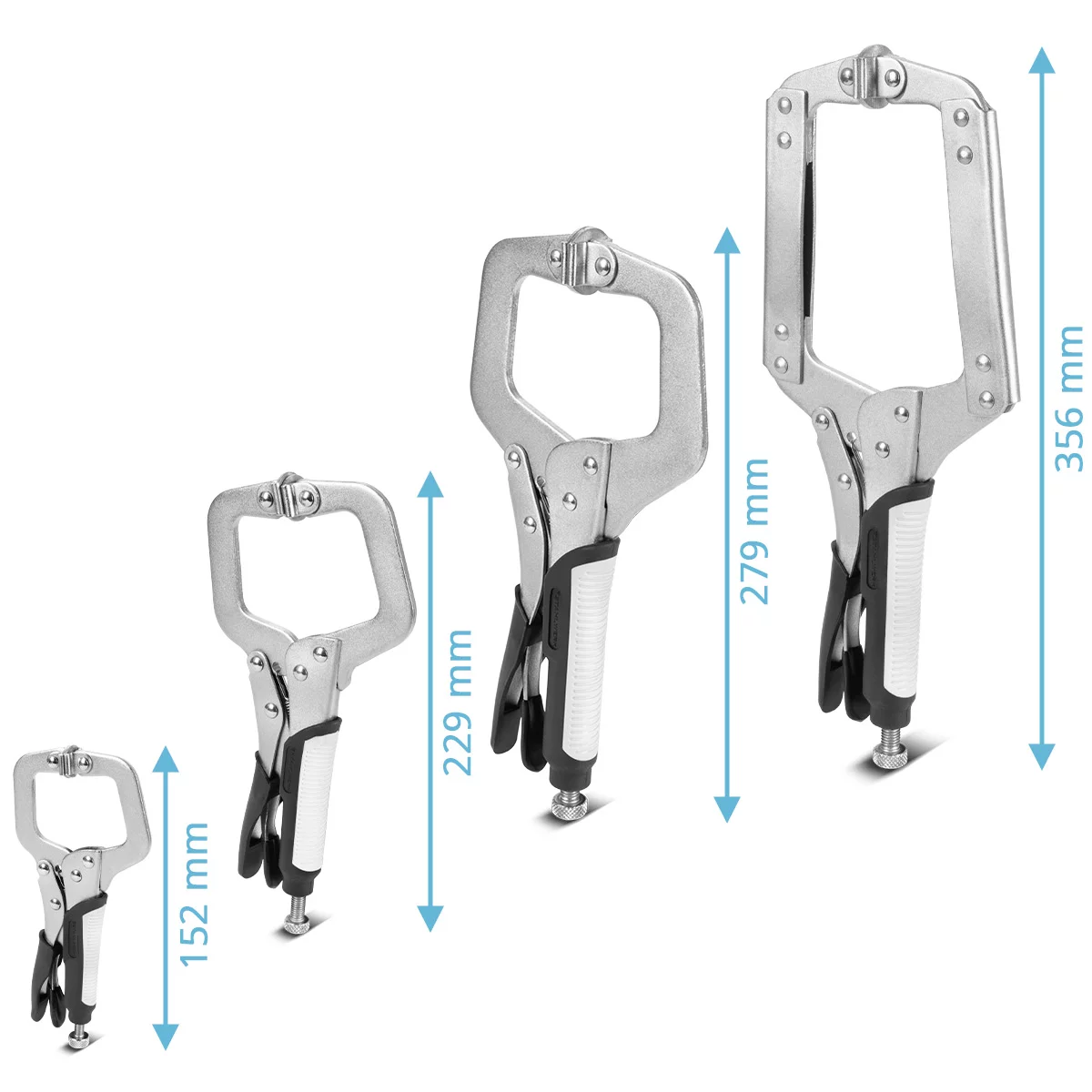 Set clești STAHLWERK Grip, 4 piese | formă C, 6 până la 14 inch | cleme cu prindere rapidă | clește de sudură din oțel înalt aliat, inclusiv geantă de transport [5]