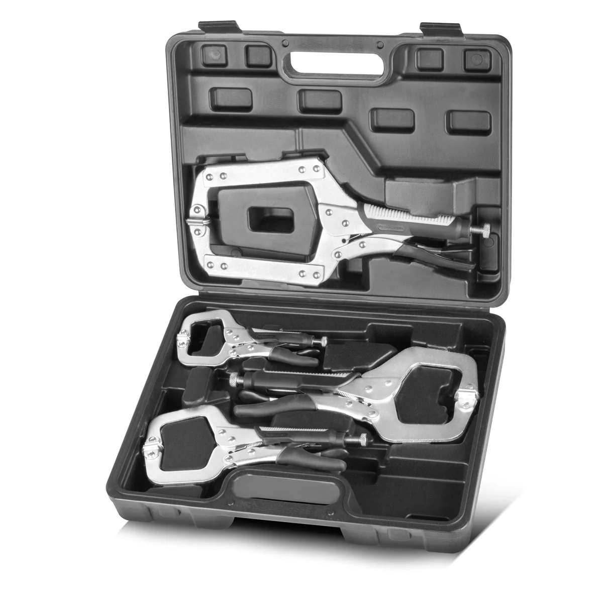 Set clești STAHLWERK Grip, 4 piese | formă C, 6 până la 14 inch | cleme cu prindere rapidă | clește de sudură din oțel înalt aliat, inclusiv geantă de transport [4]