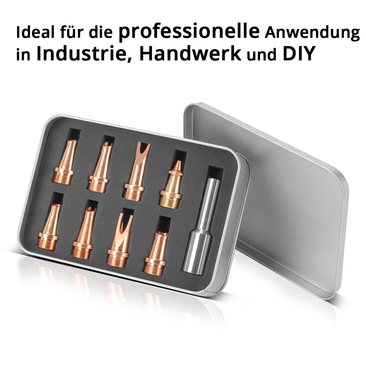 Set de 9 duze laser STAHLWERK, accesorii profesionale pentru torțe de sudură cu laser | Unități de sudură cu laser cu 7 duze de sudură, 1 duză de tăiere și 1 suport pentru duze, inclusiv cutie de prot [2]