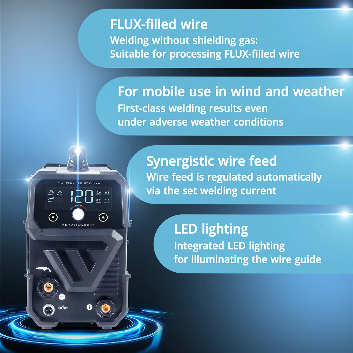 Aparat de sudura Digital Mini Flux 120 Stahlwerk pachet [4]