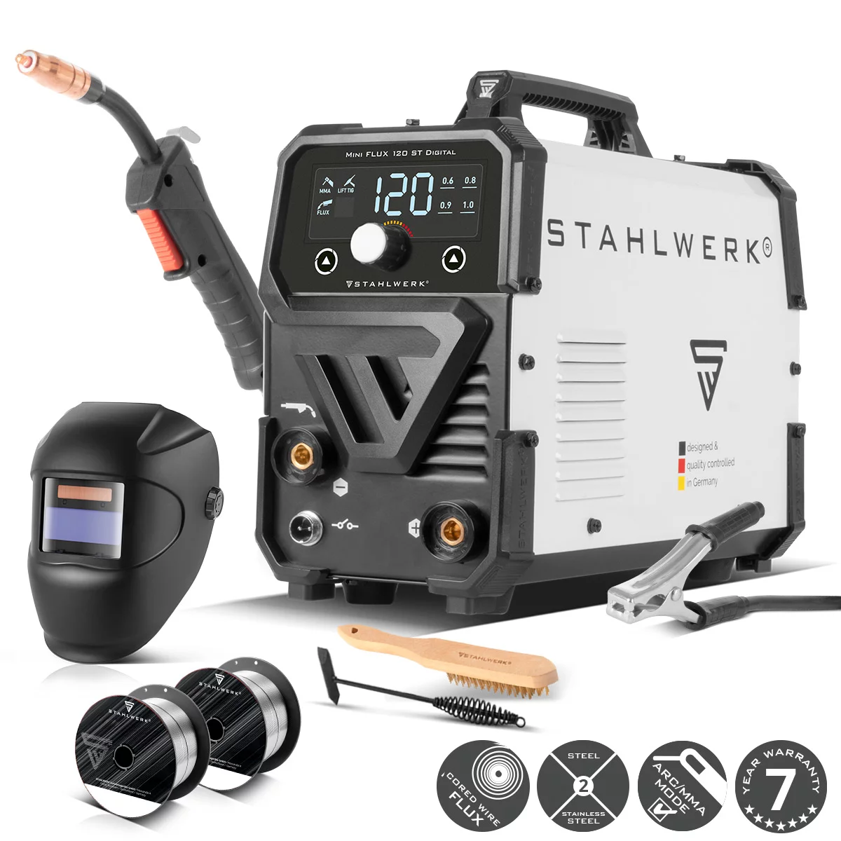Aparate de sudura MIG-MAG - Aparat de sudura Digital Mini Flux 120 Stahlwerk pachet