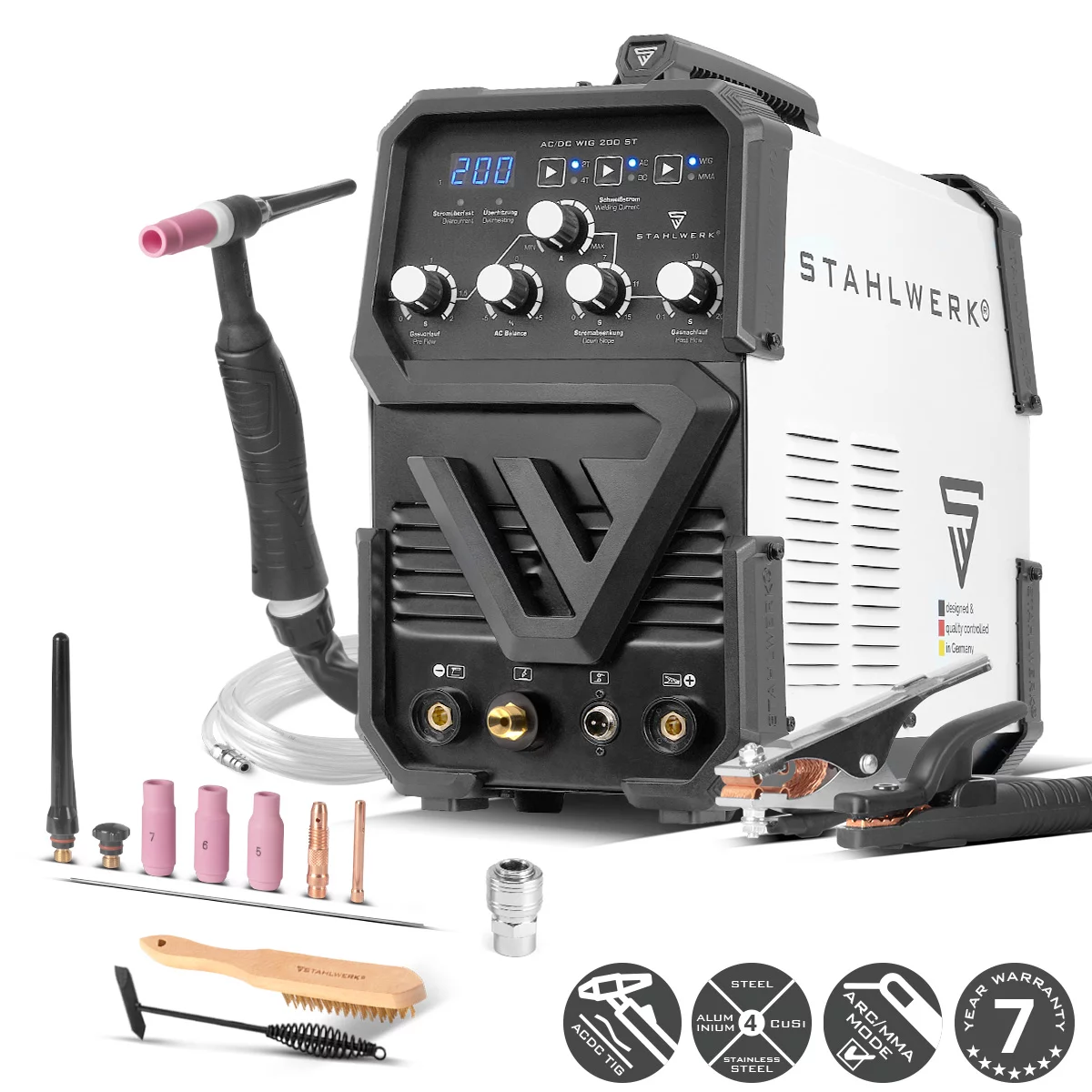 Aparat de sudura aluminiu profesional TIG 200 AC/DC Stahlwerk [0]
