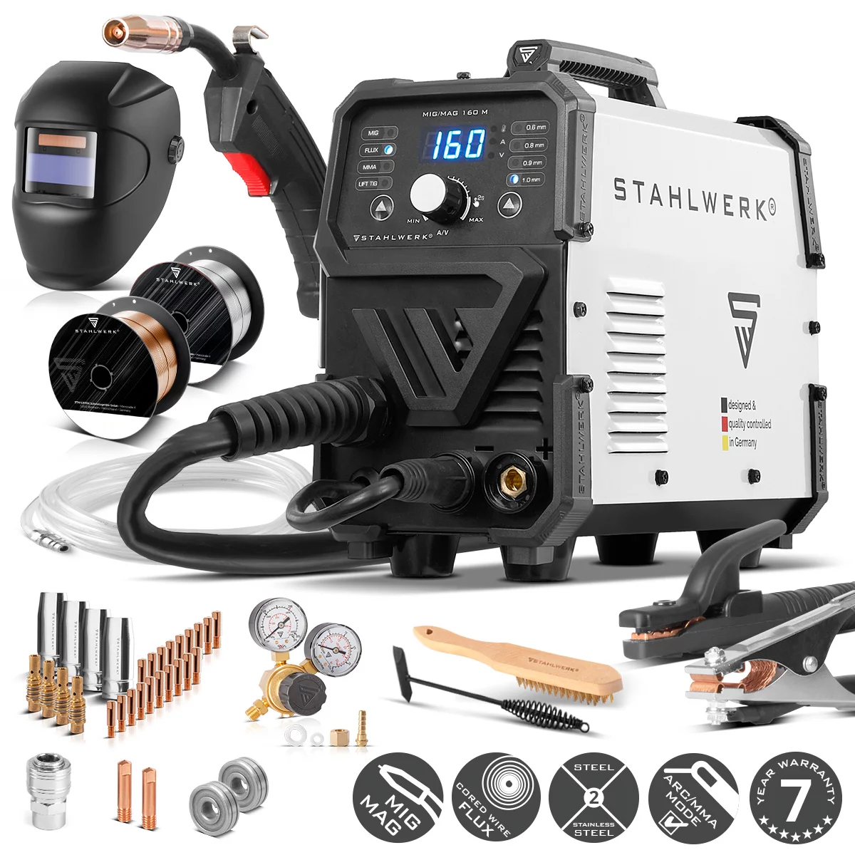 Aparate de sudura MIG-MAG - Aparat de sudura multiproces MIG/MAG/TIG/MMA Stahlwerk MIG 160 M complet