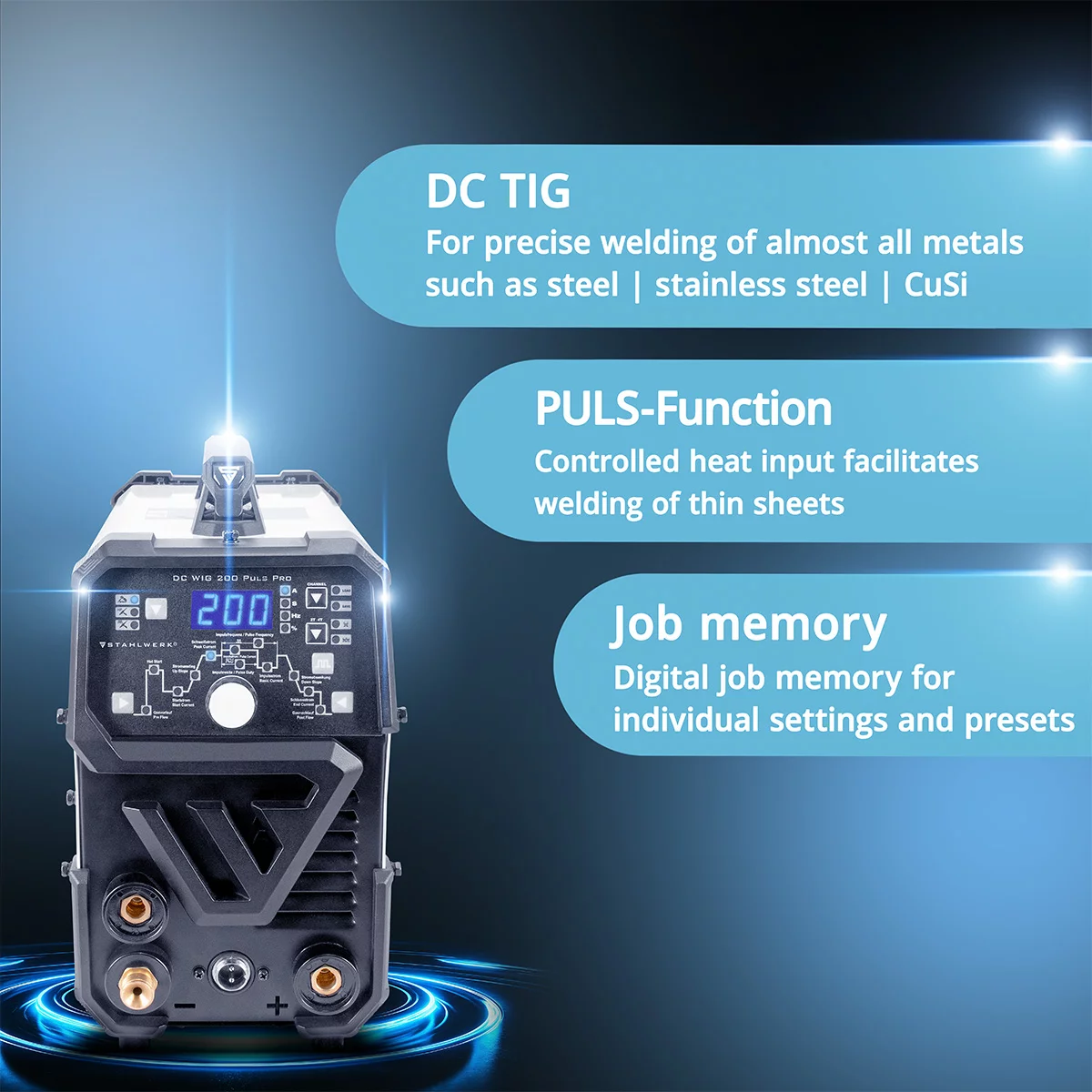 Aparat de sudura profesional DC TIG 200 Puls Pro Stahlwerk [9]