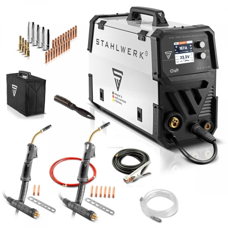 Aparat de sudura STAHLWERK MIG MAG 200 Pro complet sinergic cu functie de impuls si dublu impuls, cu pistolet pentru aluminiu [1]