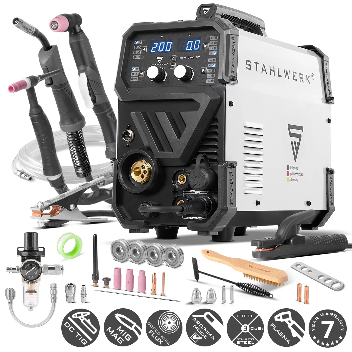 Aparate multifunctionale - Aparat sudura multiproces Stahlwerk CTM-250 ST  200A TIG + MIG / MAG + MMA + 50A CUT / Plasma