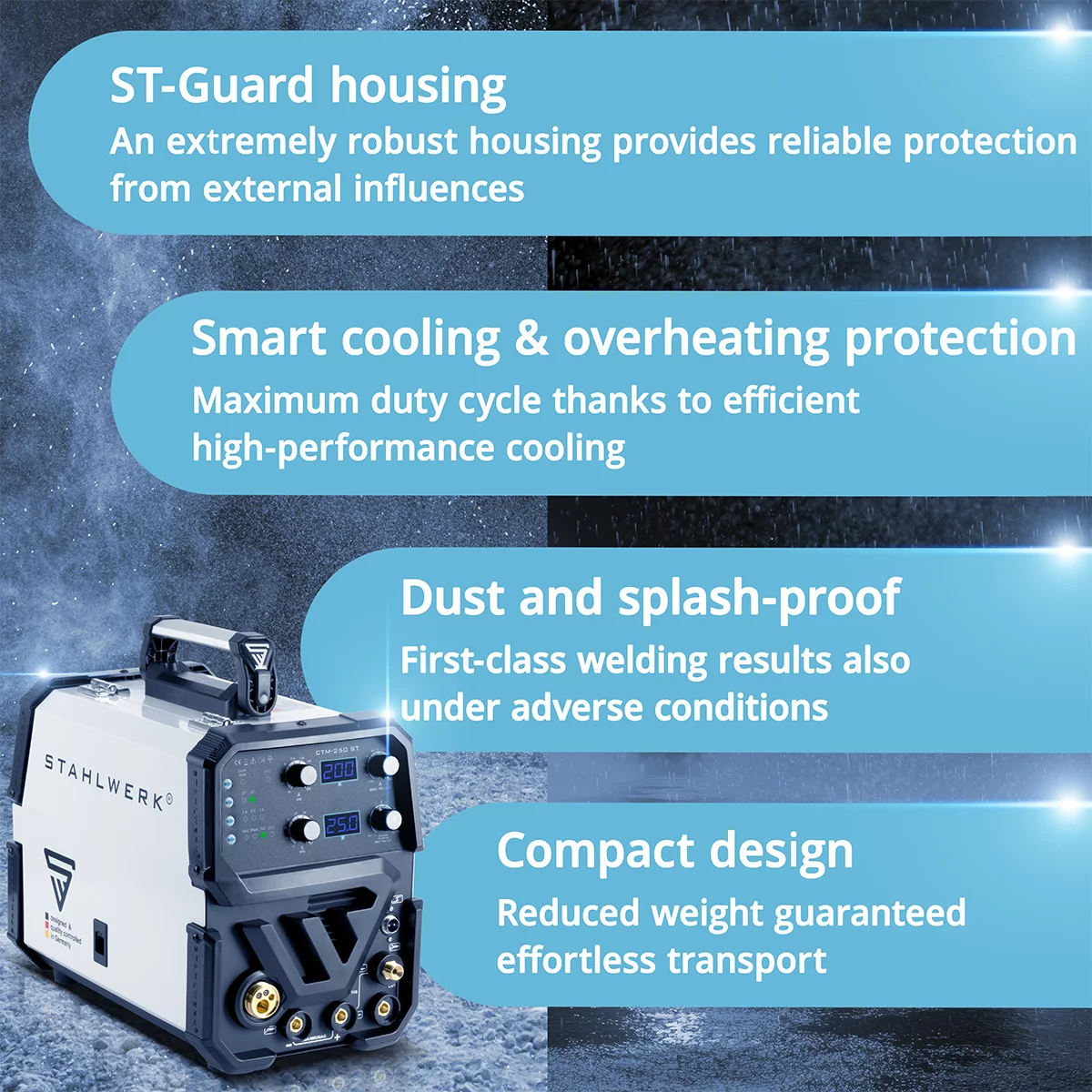 Aparat sudura multiproces Stahlwerk CTM-250 ST  200A TIG + MIG / MAG + MMA + 50A CUT / Plasma [8]