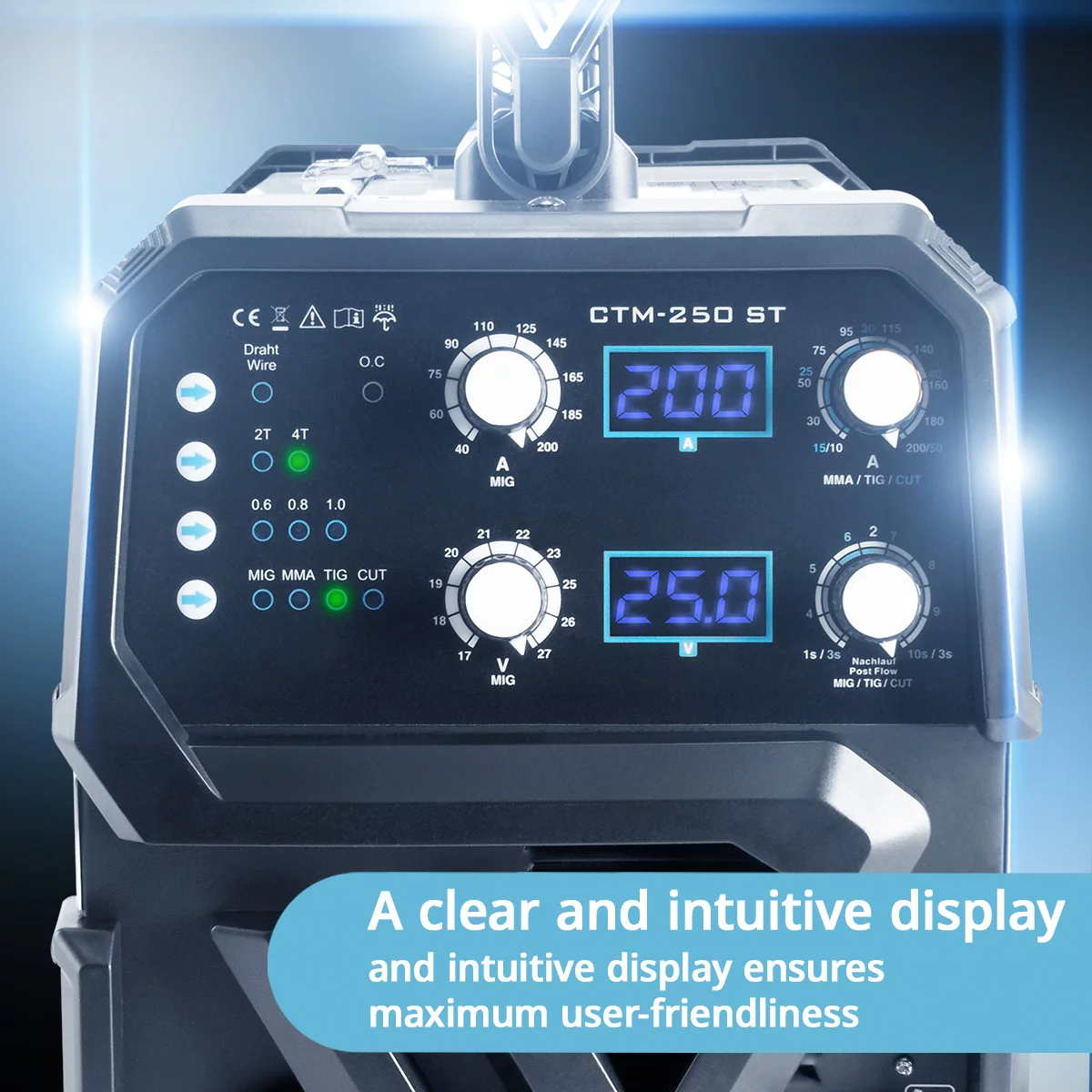 Aparat sudura multiproces Stahlwerk CTM-250 ST  200A TIG + MIG / MAG + MMA + 50A CUT / Plasma [6]