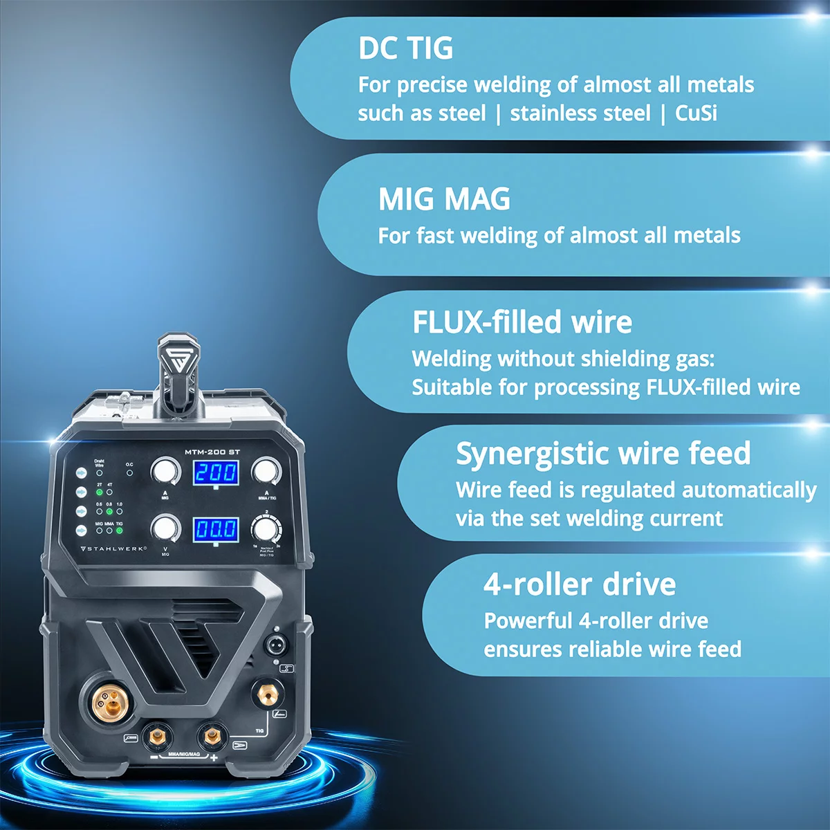 Aparat sudura multiproces Stahlwerk MTM 200 ST 200A TIG + MIG / MAG + MMA [8]