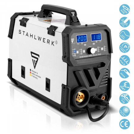 Aparat sudura profesional cu 4 role av. STAHLWERK MIG/MAG 200 Puls Pro Full Syergic multifunctional 5 in 1, cu pistolet pentru aluminiu si consumabile [4]