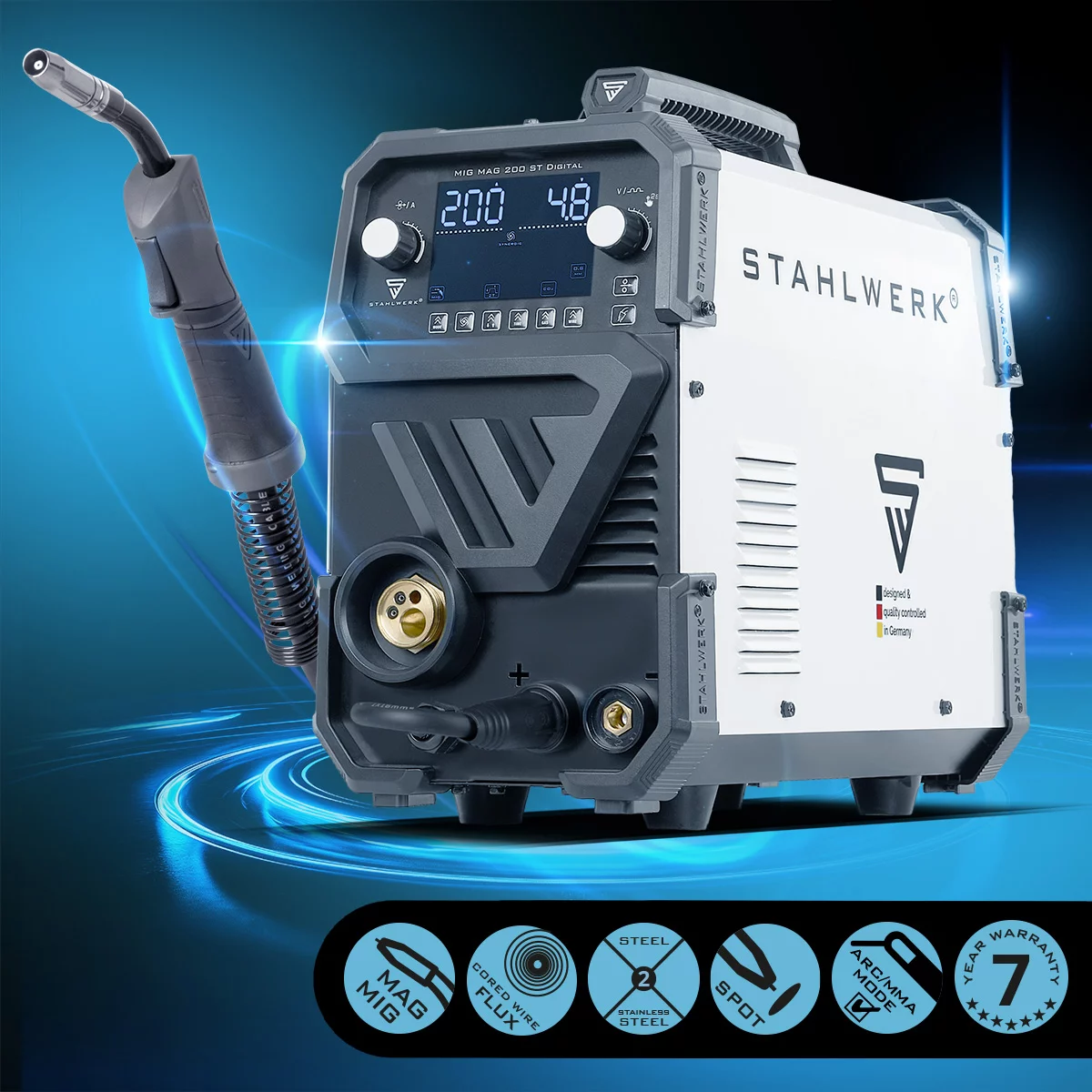 Aparat sudura profesional pentru sudura MIG 200 Digital Stahlwerk complet [2]