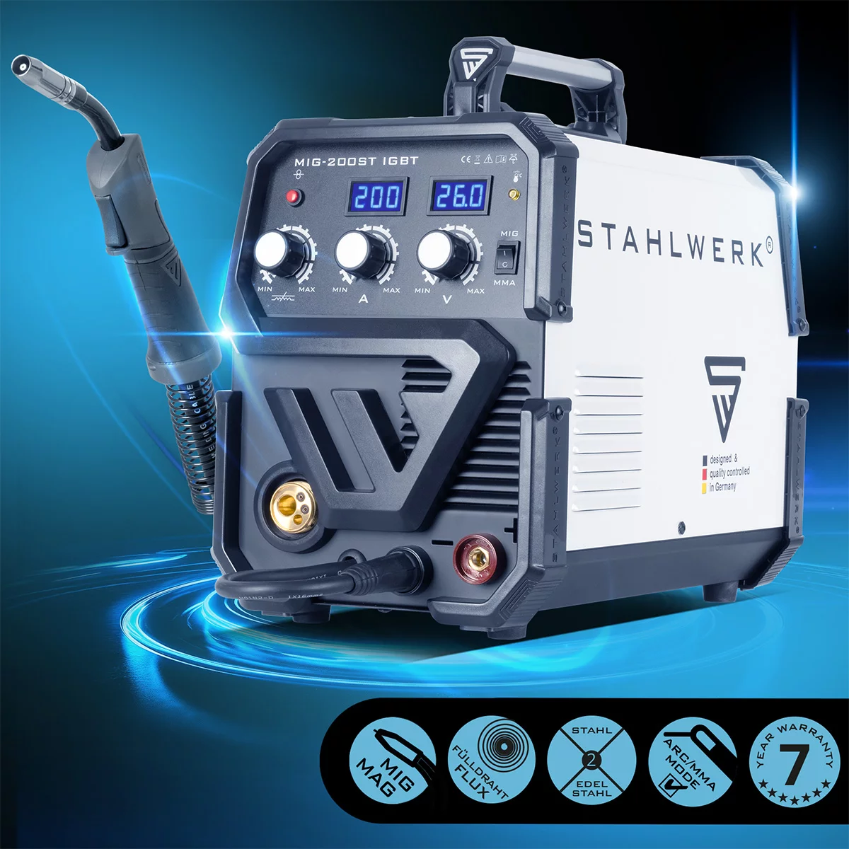 Aparat sudura profesional pentru sudura MIG/MMA 200 Stahlwerk complet [2]