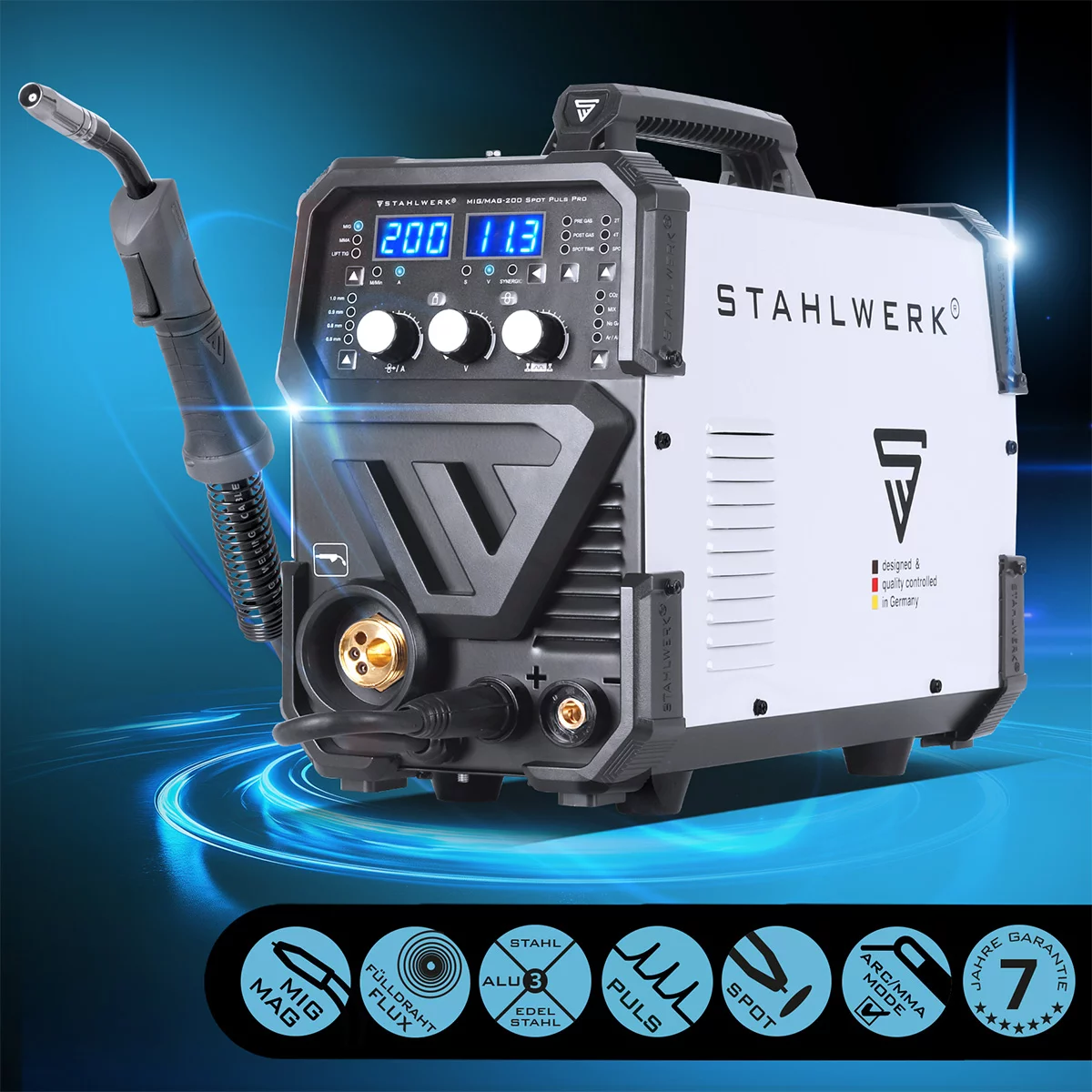 Aparat sudura profesional STAHLWERK MIG/MAG 200 Spot Puls Pro Full Syergic multifunctional 5 in 1 [1]