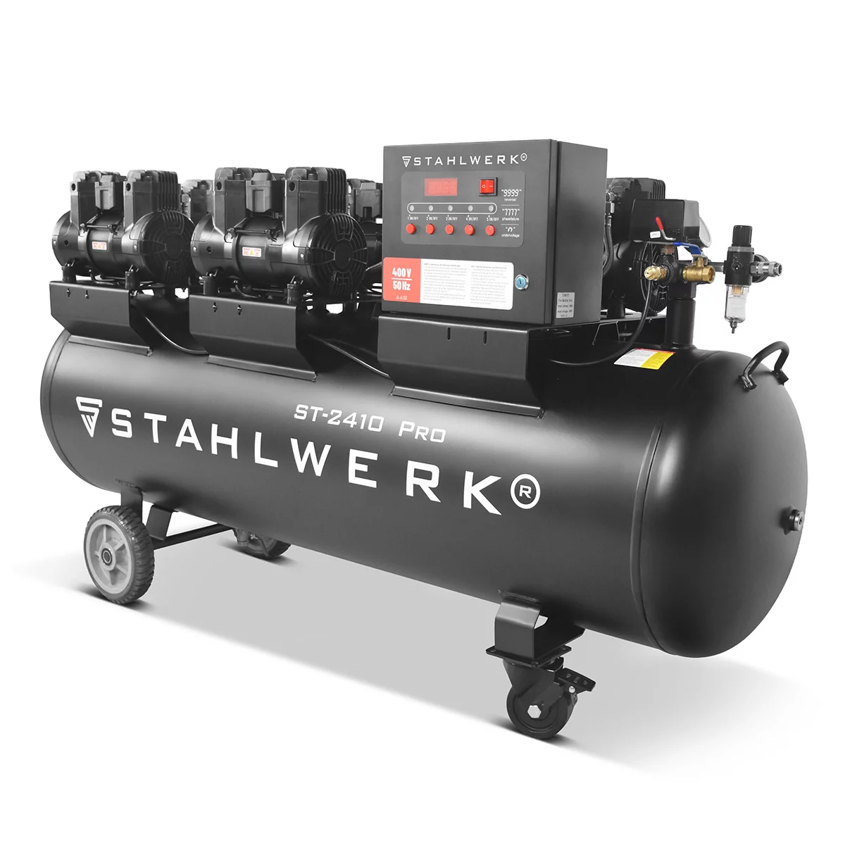 Compresor STAHLWERK ST-2410 Pro cu 10 bar | 9,86 CP | 7,25 kW | 1250 l/min | compresor de aer fără ulei cu rezervor de 240 L | compresor cu piston | compresor silențios | compresor silențios cu motoar [4]