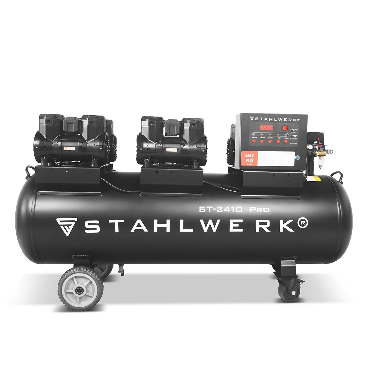 Compresor STAHLWERK ST-2410 Pro cu 10 bar | 9,86 CP | 7,25 kW | 1250 l/min | compresor de aer fără ulei cu rezervor de 240 L | compresor cu piston | compresor silențios | compresor silențios cu motoar [2]