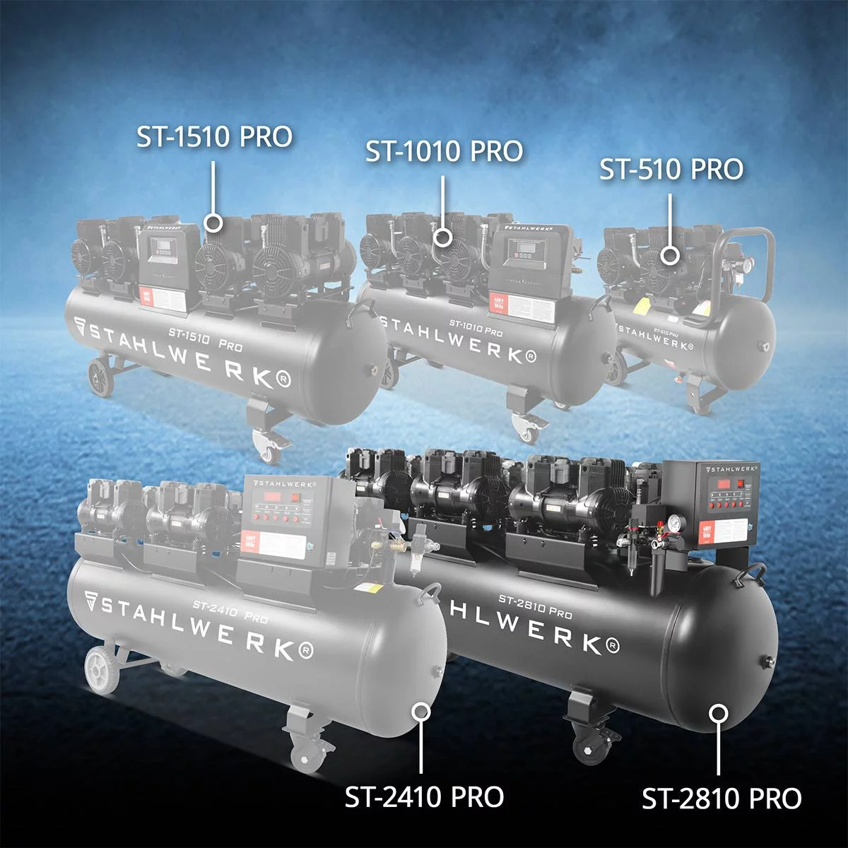 Compresor STAHLWERK ST-2810 Pro cu 10 bar | 11,83 CP | 8,70 kW | 1500 l/min | compresor de aer fără ulei cu rezervor de 280 L | compresor cu piston | compresor silențios | compresor silențios cu motoa [4]