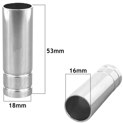 Accesorii MIG MAG - Duza gaz cilindrica,dreapta 16 x 53 mm pentru pistolet M15