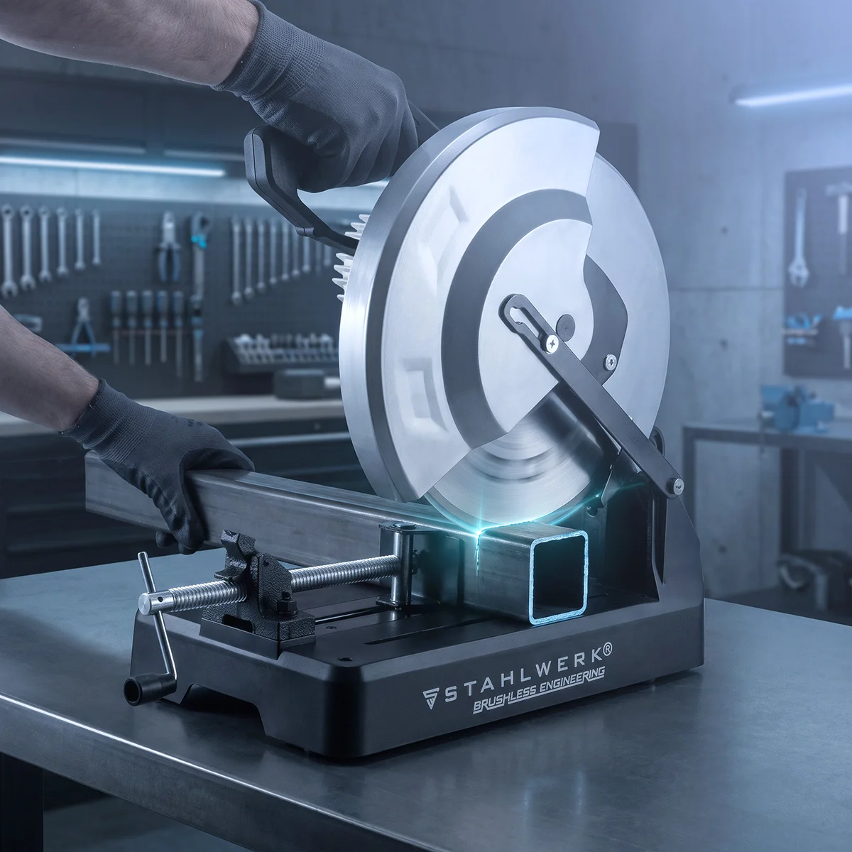 Fierastrau pentru taiere metal STAHLWERK MT-35 ST | 3.500 W | Disc 355 mm | 700–1.300 rpm | Motor Brushless | Afisaj LCD | Unghi de taiere 0–45° | Pentru otel, aluminiu, lemn si plastic [2]