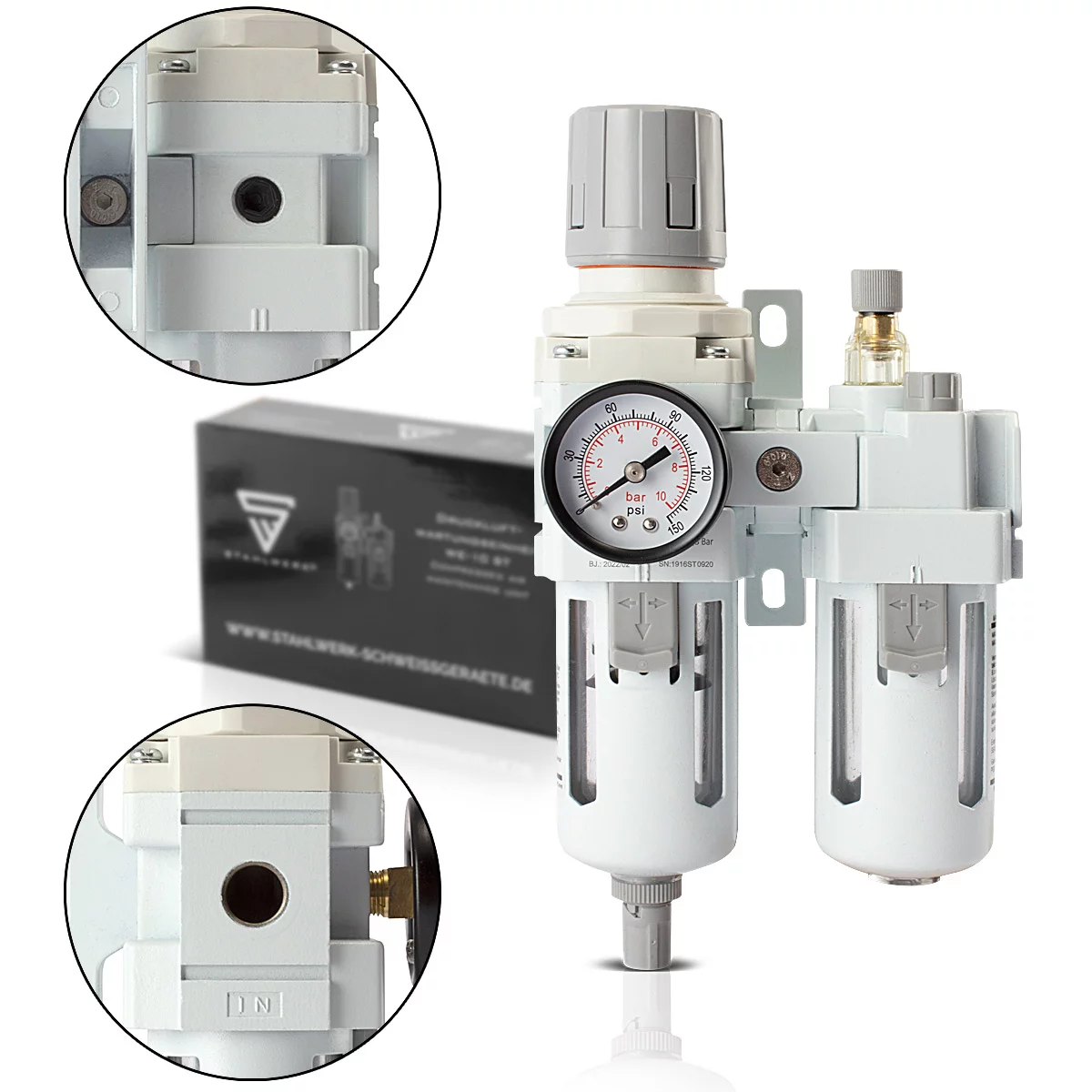 Compresoare - Filtru aer comprimat cu lubrifiant de până la 10,5 bar pentru compresoare de aer unelte de aer unitate de întreținere separator de apă filtru de lubrifiere Conexiune regulator de presiune aer comprima