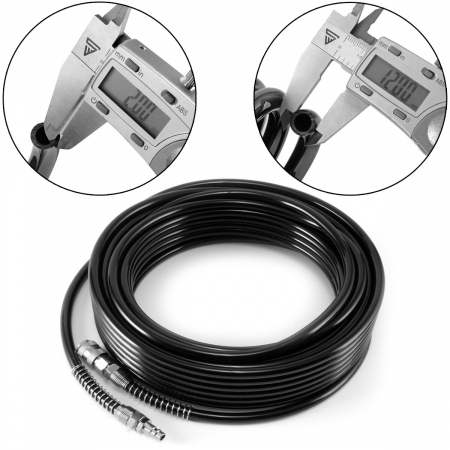 Compresoare - Furtun de aer comprimat STAHLWERK DS 20 ST profesional PU 20 de metri cu cuplare rapidă și niplu ghimpat