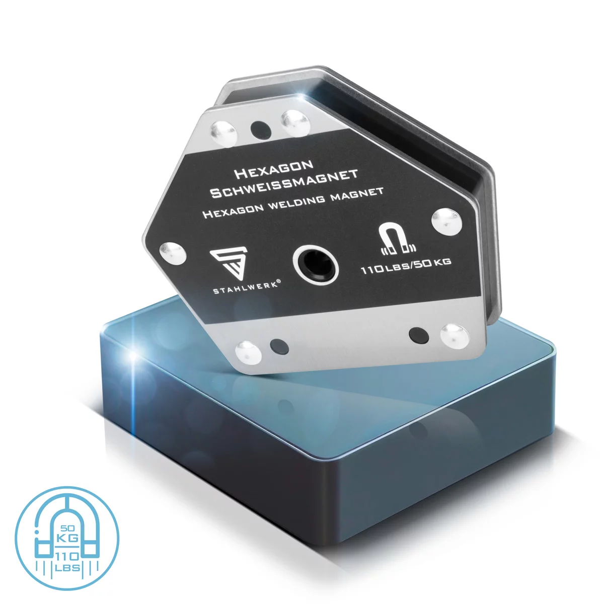 Aparate sudura MMA - Magnet de sudare hexagonal | Magnet puternic pentru aplicații versatile cu o forță de reținere de 50 kg