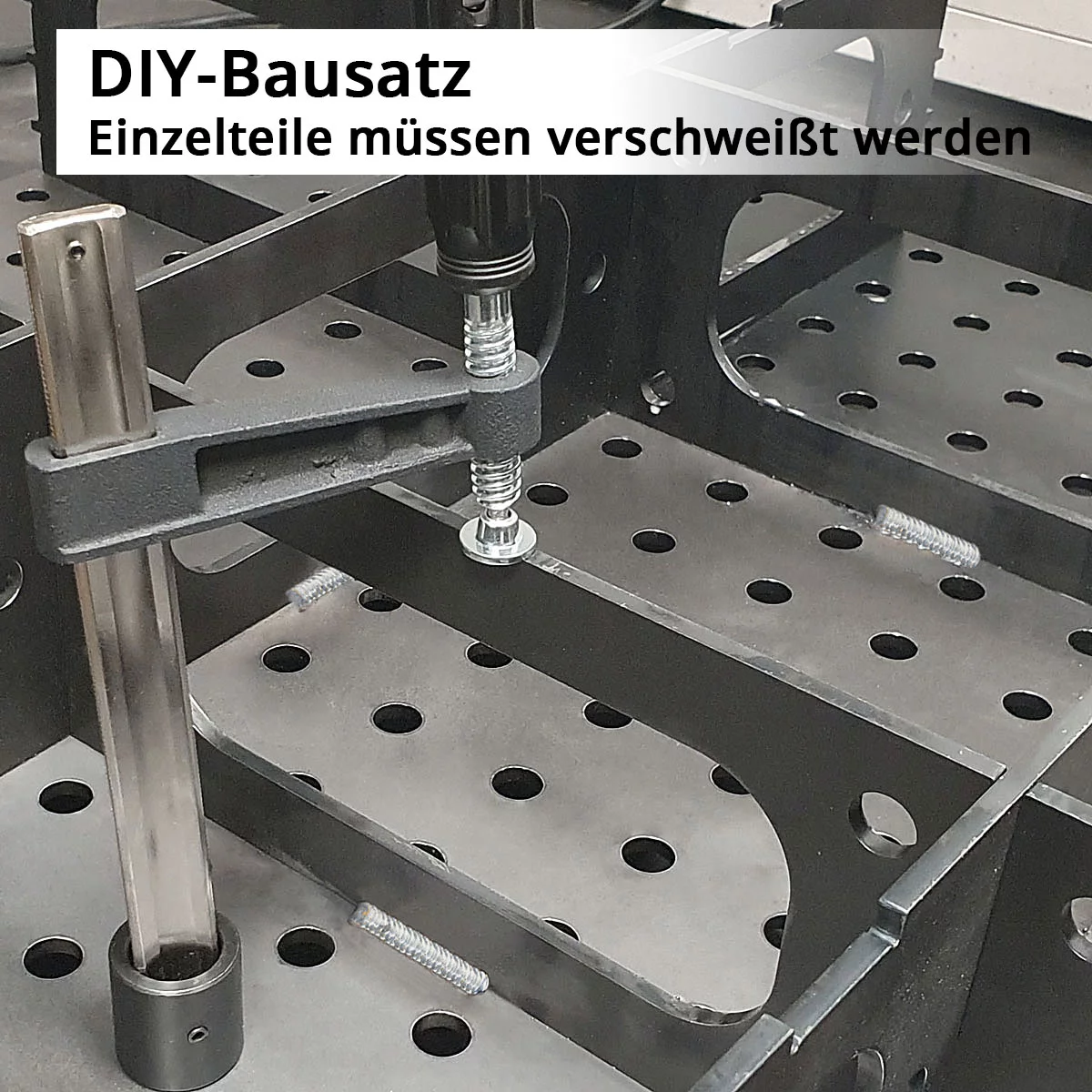Masă de sudură 3D STAHLWERK WT-100 3D ST cu capacitate de încărcare de 1.000 kg, sistem de găuri D16 și blat de lucru de 6 mm 100 x 80 cm, kit DIY pentru masă de asamblare auto-sudură din oțel carbon [9]