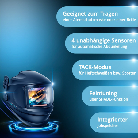 Masca de sudura automata STAHLWERK MASTER 3-în-1 cu telecomanda, vizor pliabil, reproducere a culorilor adevărate, memorie de lucru, întunecare automată DIN 4 la DIN 14 și clasa optică 1/1/1/1 [2]