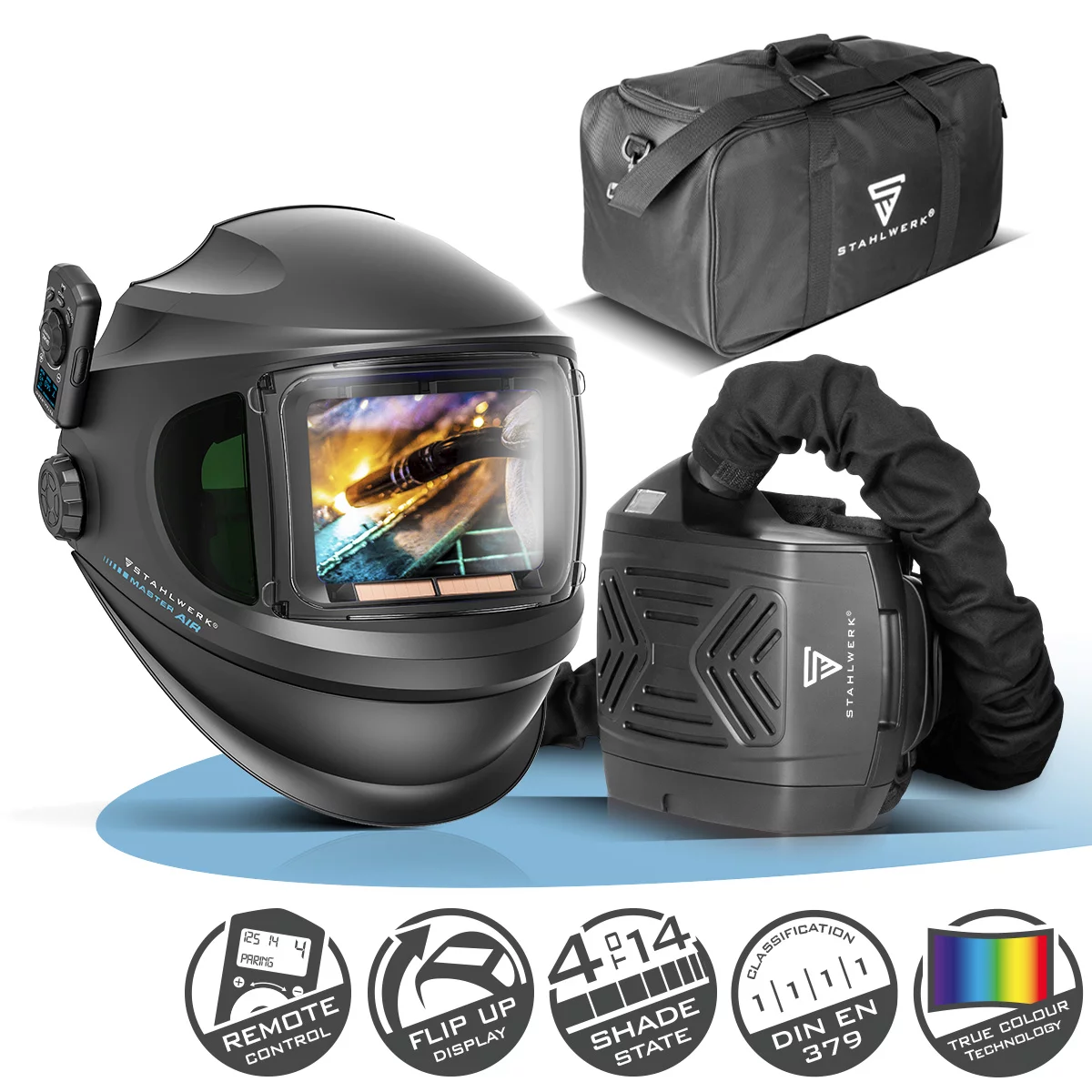 Masti de sudura cu cristale lichide - Masca de sudura cu filtru aer Master Air Stahlwerk