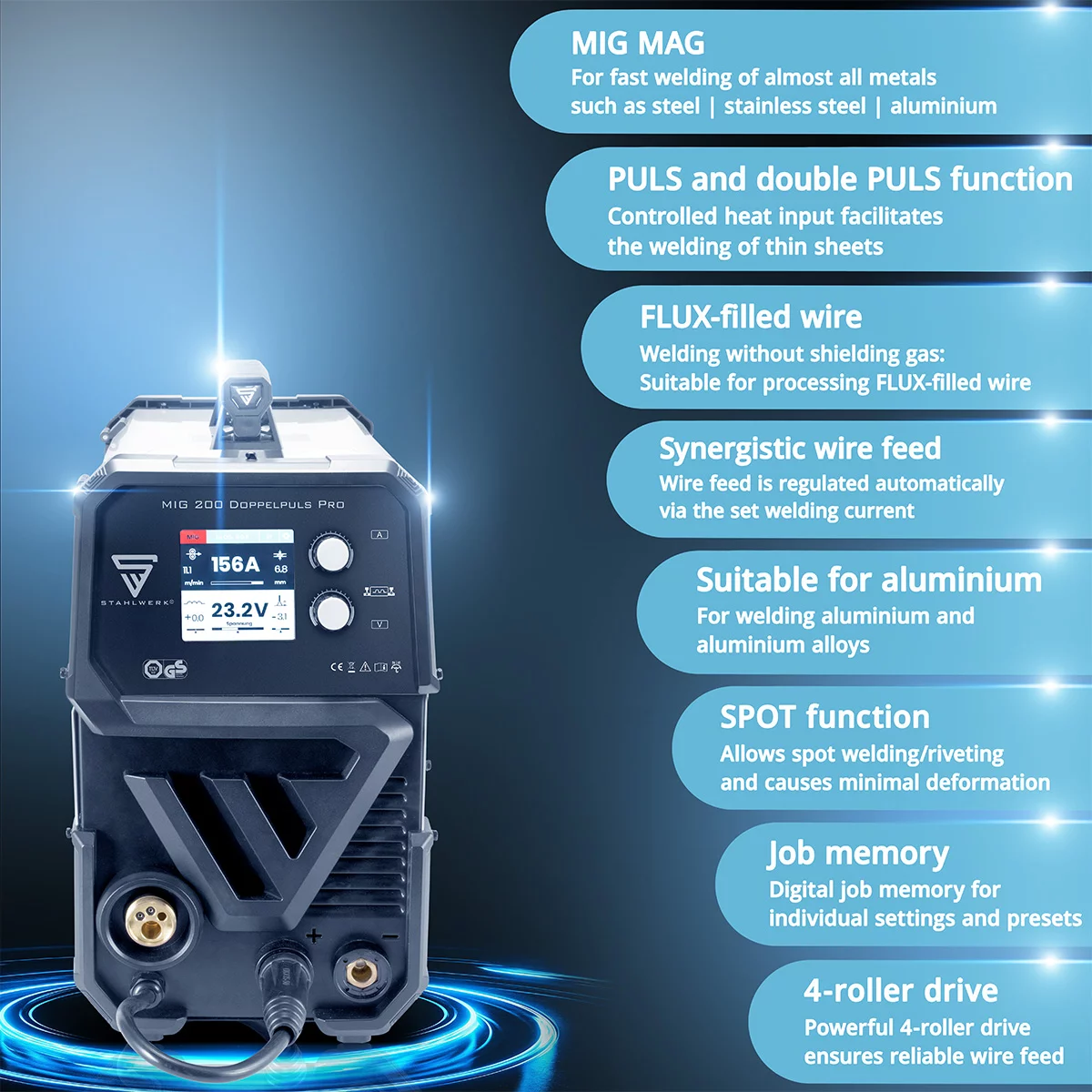 Pachet complet de sudura MIG Doppelpuls 200 Stahlwerk [4]