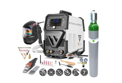 Pachete aparate sudura - Pachet profesional complet pentru sudura aluminiului AC/DC 200 Puls Pro Digital Stahlwerk