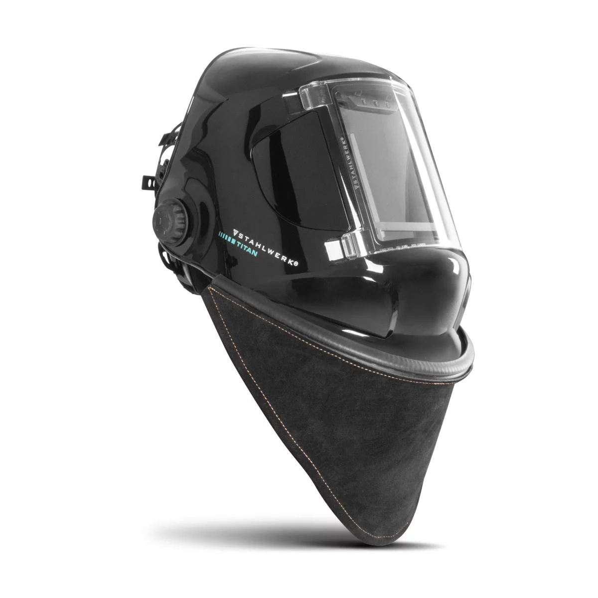 Protecție de gât și piept din piele STAHLWERK pentru căști de sudură | Protecție universală împotriva stropirii, scânteilor și UV | Ușor de montat | Manopera de înaltă calitate | Fixare prin clipsare/ [7]