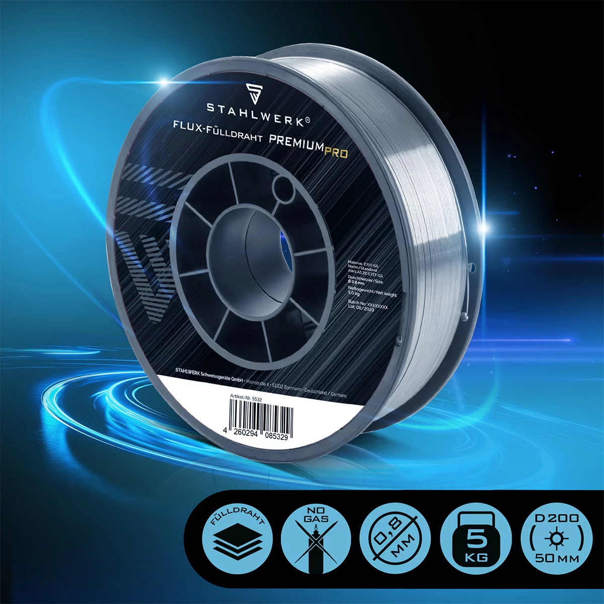 Sarma sudura fara gaz (flux) JASIC, 0.9 mm rola 5kg [1]