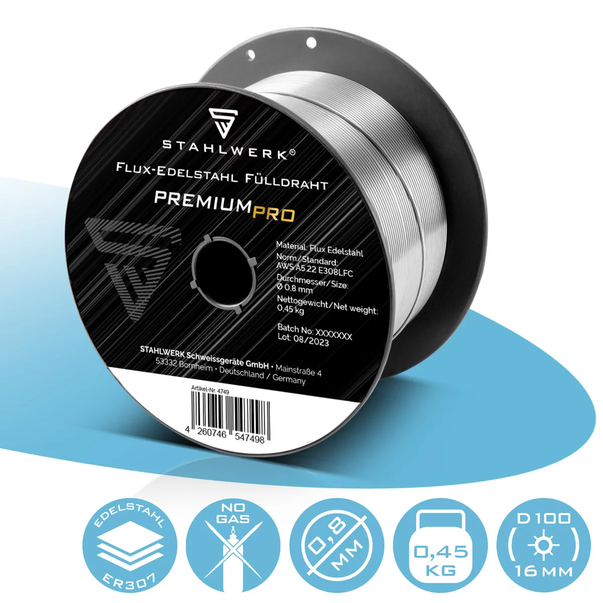 Sarma sudura - Sarma sudura inox (308) fara gaz 0.8/0.45kg