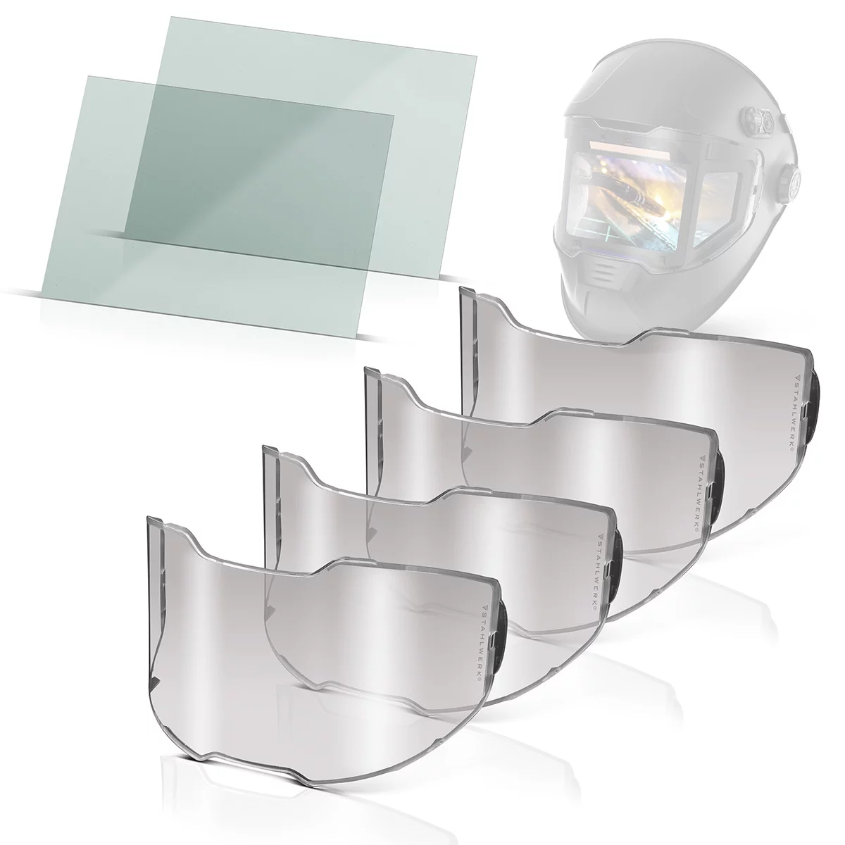 Masti de sudura cu cristale lichide - Set de 6 geamuri de schimb pentru cască de sudură STAHLWERK, pentru interior și exterior | lentilă de protecție pentru sudură | lentilă pentru vizieră | lentile de protecție EN ISO 16321 pentru cască