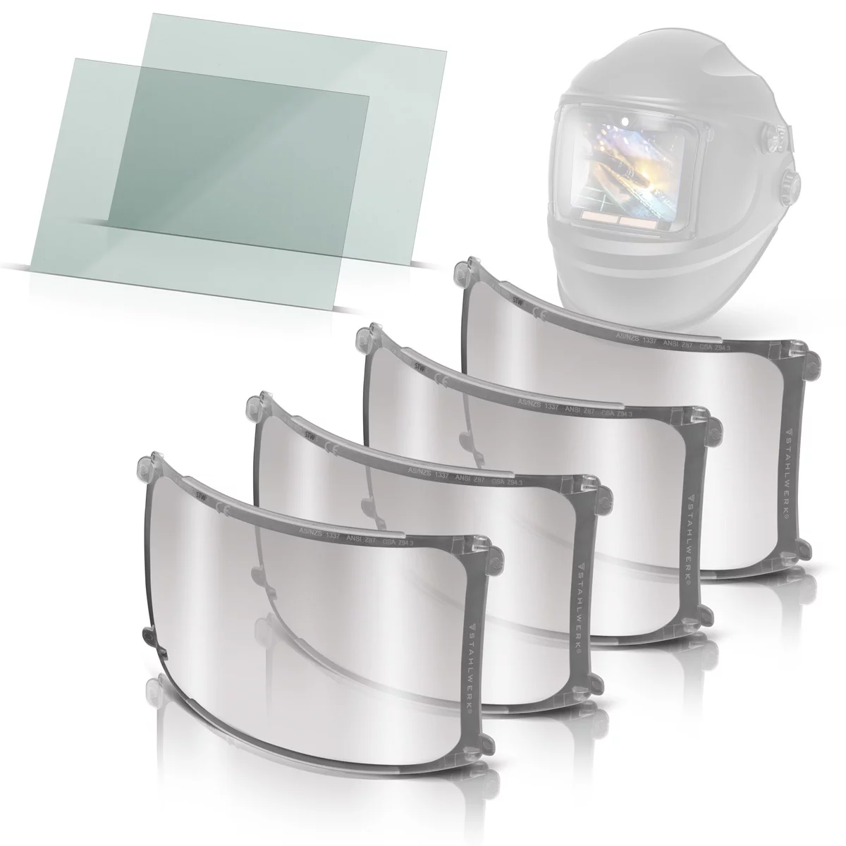 Masti de sudura cu cristale lichide - Set de 6 lentile de schimb pentru cască de sudură STAHLWERK RAPTOR, pentru interior și exterior | lentilă de protecție pentru sudură | lentilă pentru vizieră | lentile de protecție EN ISO 16321 pentru