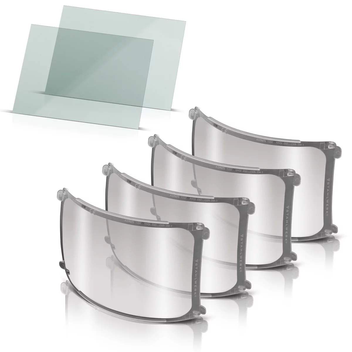 Set de 6 lentile pentru cască de sudură STAHLWERK BOOSTER | lentile de schimb pentru interior și exterior | sticlă de siguranță pentru sudură | sticlă vizieră | sticlă de siguranță conform EN ISO 1632 [1]