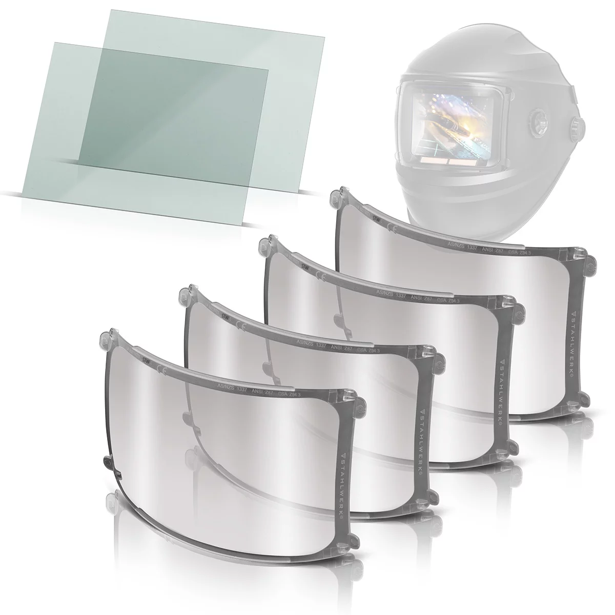 Masti de sudura cu cristale lichide - Set de 6 lentile pentru cască de sudură STAHLWERK BOOSTER | lentile de schimb pentru interior și exterior | sticlă de siguranță pentru sudură | sticlă vizieră | sticlă de siguranță conform EN ISO 1632