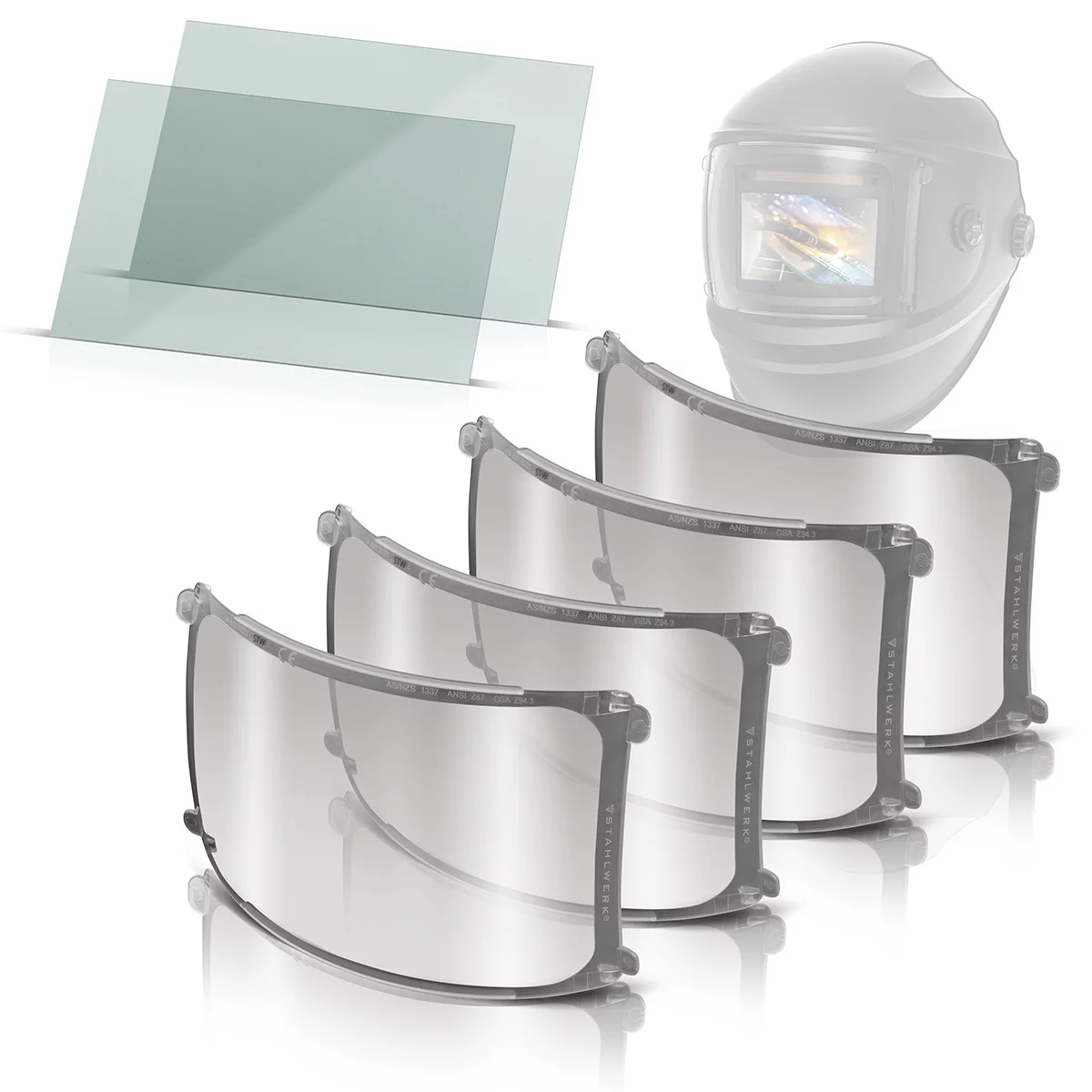 Masti de sudura cu cristale lichide - Set de 6 lentile pentru cască de sudură STAHLWERK BULLET| lentile de schimb pentru interior și exterior | sticlă de siguranță pentru sudură | sticlă vizieră | sticlă de siguranță conform EN ISO 16321 