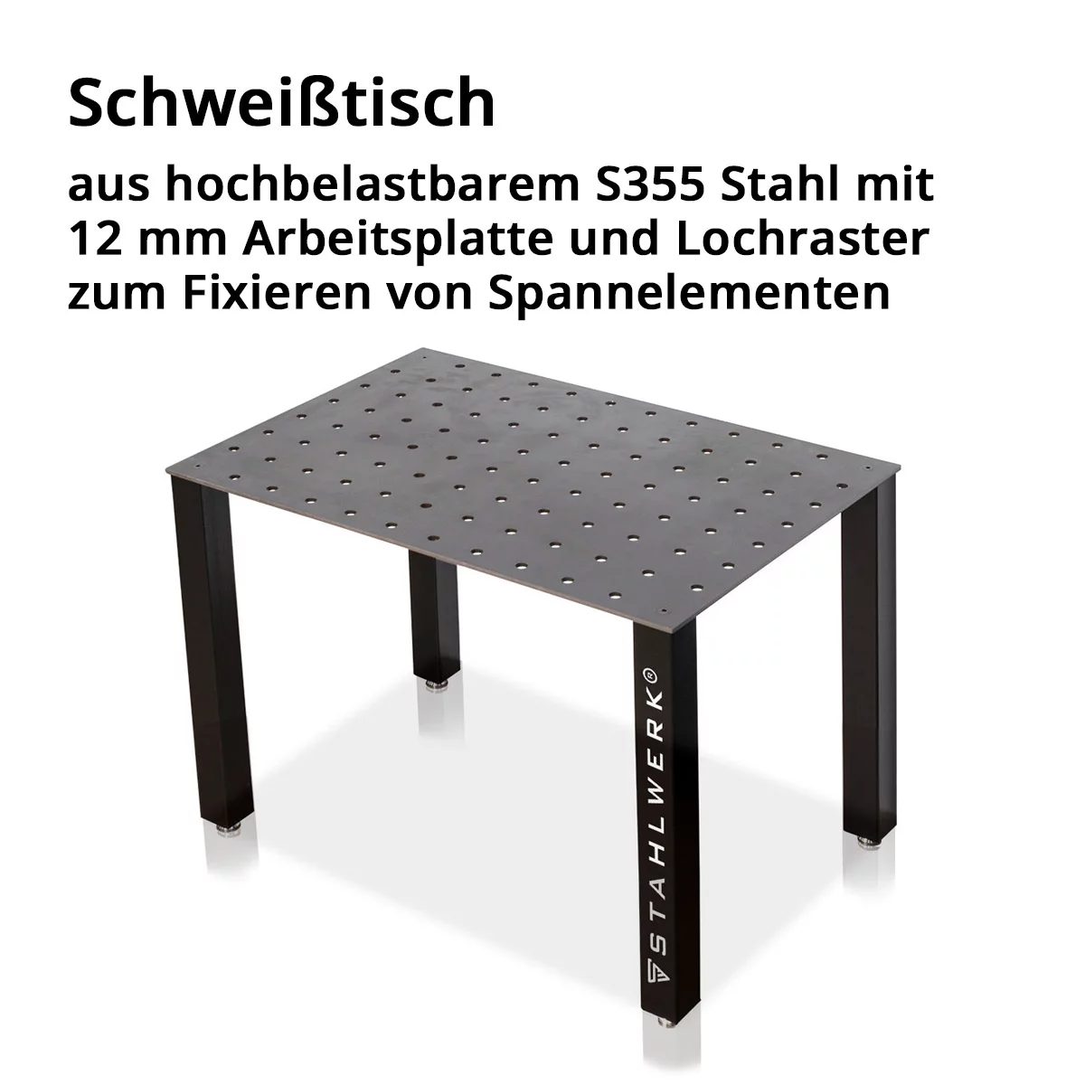 Set masă de sudură STAHLWERK | Masă robustă de sudură și asamblare cu sistem de găuri D22 | Blat de lucru de 12 mm | Kit DIY într-un set cu cleme de fixare, înșurubare și strângere | 4 șuruburi de pri [5]