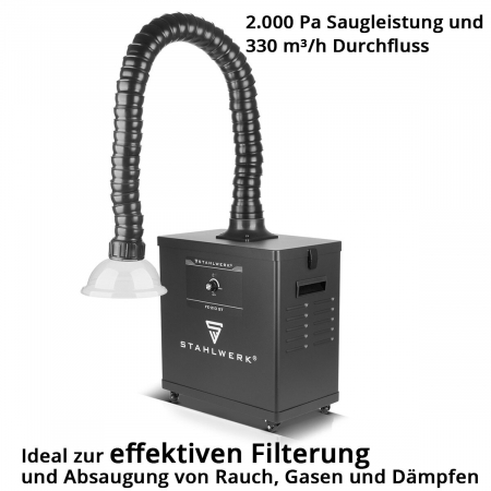 Unitati de extragere a fumului - Unitate de extracție a fumului STAHLWERK FE-210 ST cu filtru triplu și sistem de extracție de 210 W