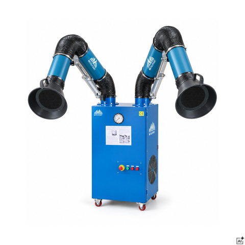 Unitati de extragere a fumului - Aspirator Fum Sudura Mobil AirClean Pro 2, 2500 m³/h, 2 Brate, Filtru Nano 23 m²
