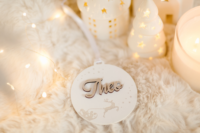 Glob personalizat cu sania mosului - alb [8]