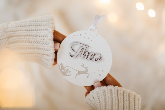 Glob personalizat cu sania mosului - alb [12]