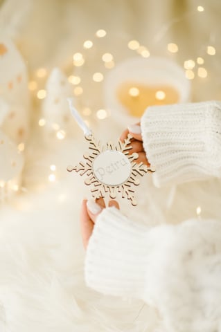 ORNAMENTE CRACIUN - Fulg lemn - plexi