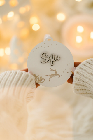 Glob personalizat cu sania mosului - alb [3]
